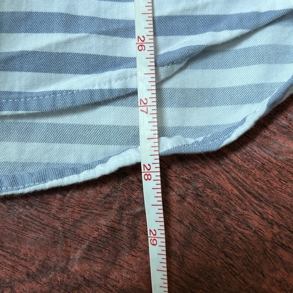 Penguin Mens Shirt Extra Large White Blue Stripe Button Down Short Sleeve Logo - Picture 5 of 6